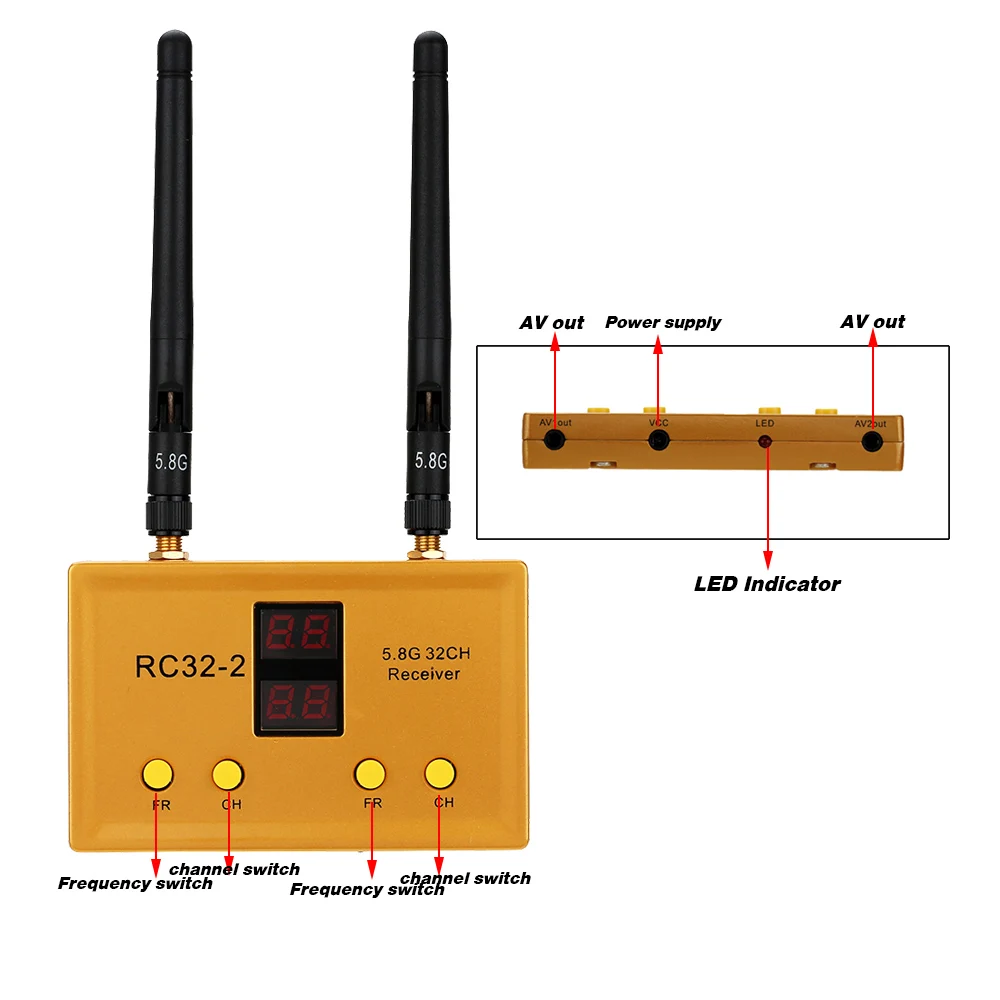 RC32-2 5,8G 32CH приемник 2 способ избыточность av-приемник двойной независимый приемник сигналов высокая частота для Мультикоптер FPV RC