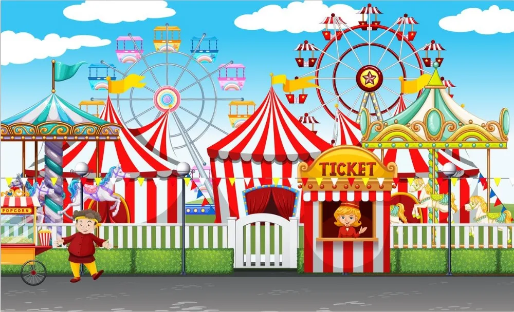 

carousel photo backdrop Vinyl cloth High quality Computer printed carnival Backgrounds