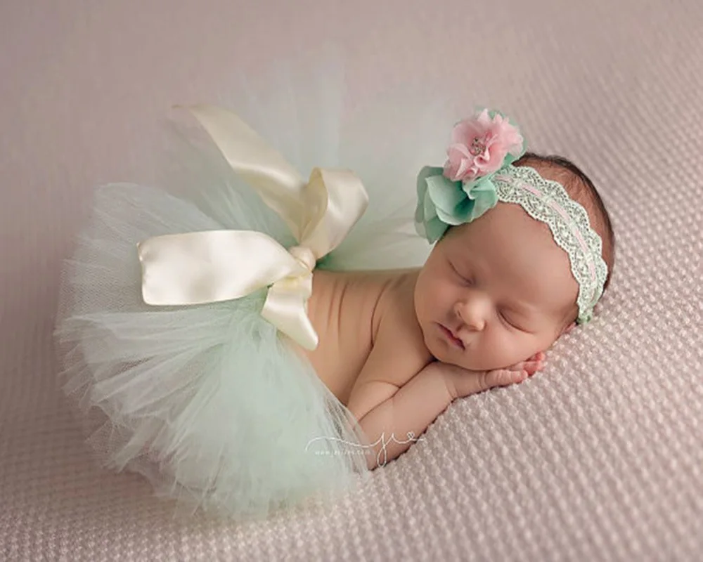 Реквизит для фотосессии новорожденных; Детский костюм; повязка на голову с цветочным рисунком+ юбка-пачка принцессы; реквизит для фотосессии