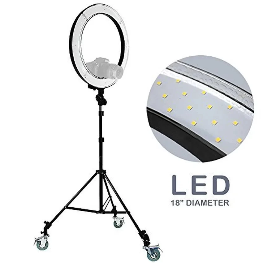 Prix pour Fosoto RL-18 Photographie Éclairage Vidéo Studio photo Numérique Caméra & support et 3 Roues Kit 5500 K Dimmable240 LED Anneau lumière Lampe Prix pour Fosoto RL-18 Photographie Éclairage Vidéo Studio photo Numérique Caméra & support et 3 Roues Kit 5500 K Dimmable240 LED Anneau lumière Lampe