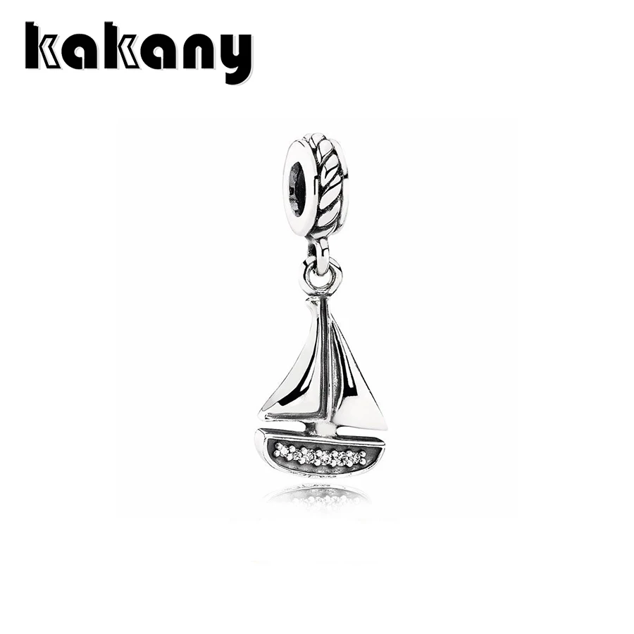 

2019 High Quality 1:1 Original 925 Sterling Silver Sailboat Pendant Charm Fashion Women Diy Fashion Jewelry