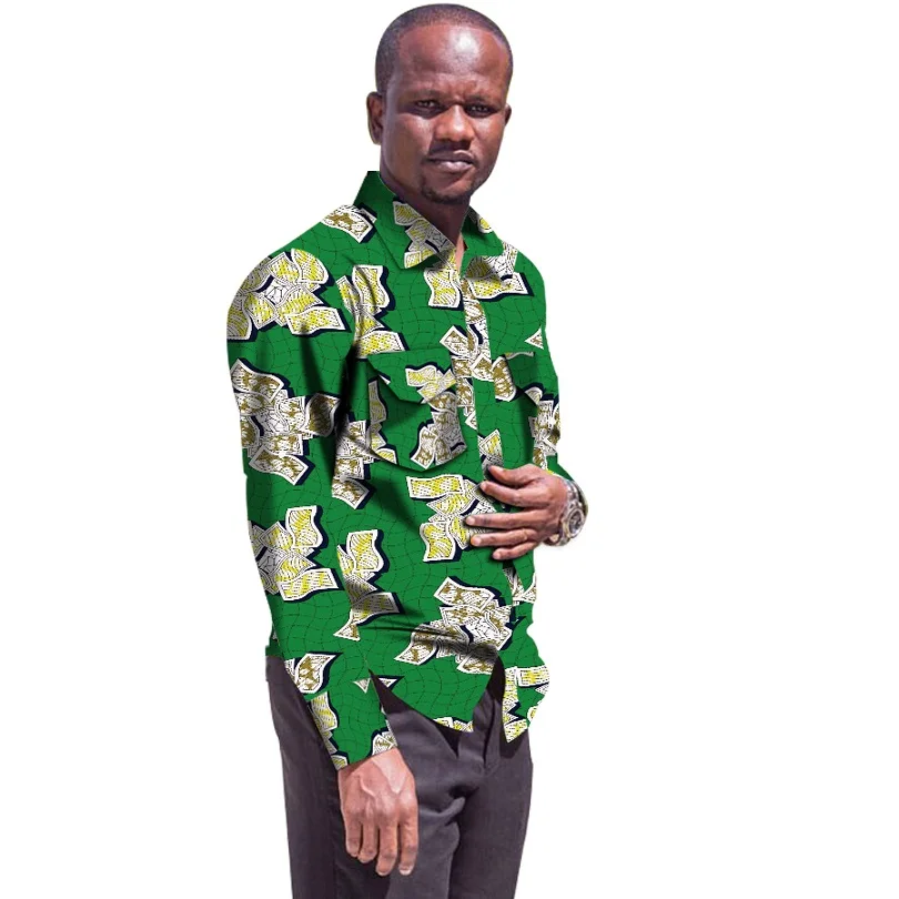 Для мужчин Африканский Рубашки для мальчиков Африка праздничный узор рубашка с длинными рукавами Для мужчин модный принт в африканском