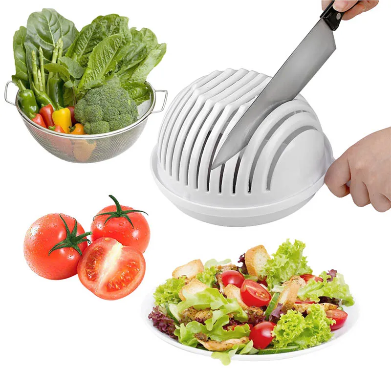

Salad Plates Quick Chop Salad Bowl Kitchen Salads Tool Salad Cutting Bowl Wave Edge Salad Maker Fruit Vegetable Mixture Cutter K