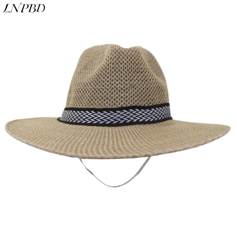 

2018 new Women Men Summer Wide Brim Acrylic Cap Unisex Panama Hat Contracted style With Black and White Ribbon