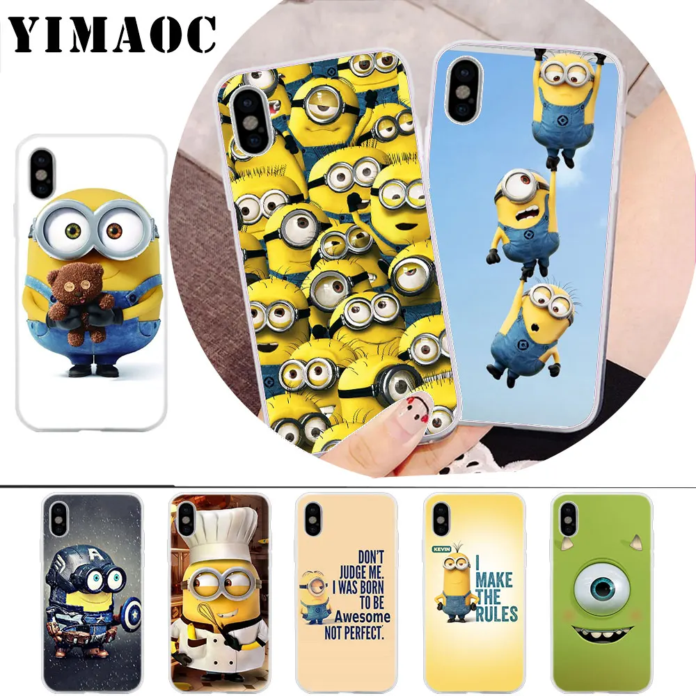 

YIMAOC Mike Wazowski minions banana Soft Silicone Case for iPhone X r s Xr Xs Max 8 7 6S 6 Plus 5 5s SE