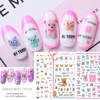 

Bear Series Nail Stickers for Nails Art Manicure Design 3D Nail Self Adhesive Decals Nail Wraps Transfer Foil Sticker Decoration