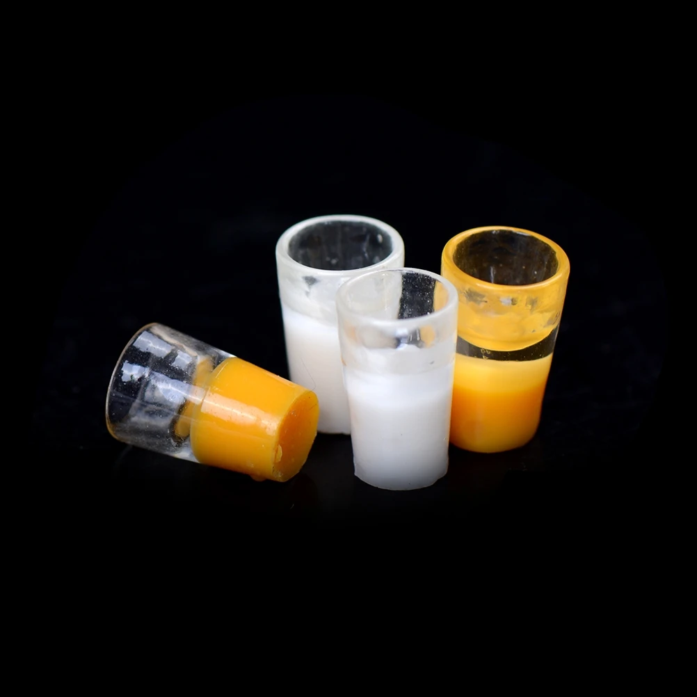 

2pcs/Set Miniature Milk Glass Kitchen Orange Drink Food Cup Decor Dollhouse 1/12