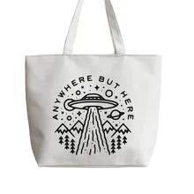 Где угодно, но здесь UFO Аниме Холст Tote сумки Сумка для покупок с персонажем из мультфильма школы плечо многоразовые шоппер продуктовые сумки GA450