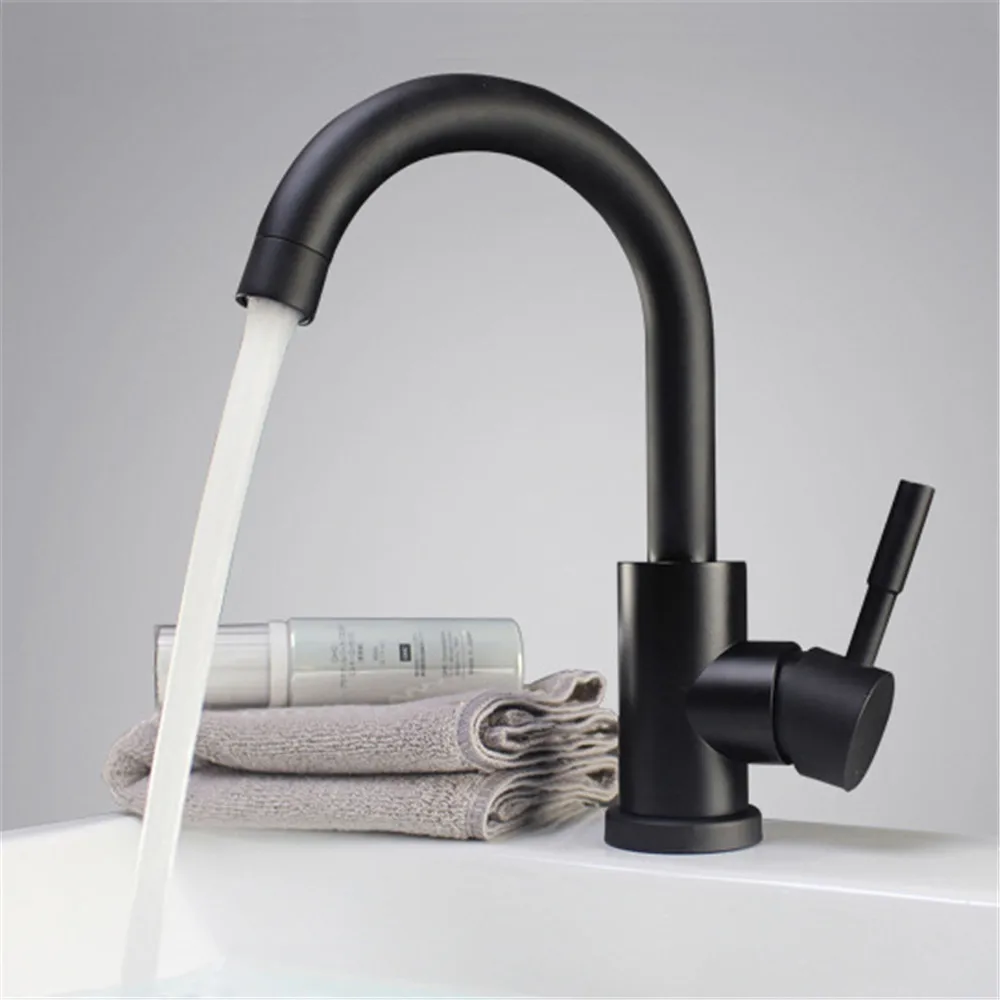 Online Schwarz und weiß farbe 304 edelstahl poliert badezimmer basin mixer dual waschbecken drehbare becken wasserhahn küche mixer
