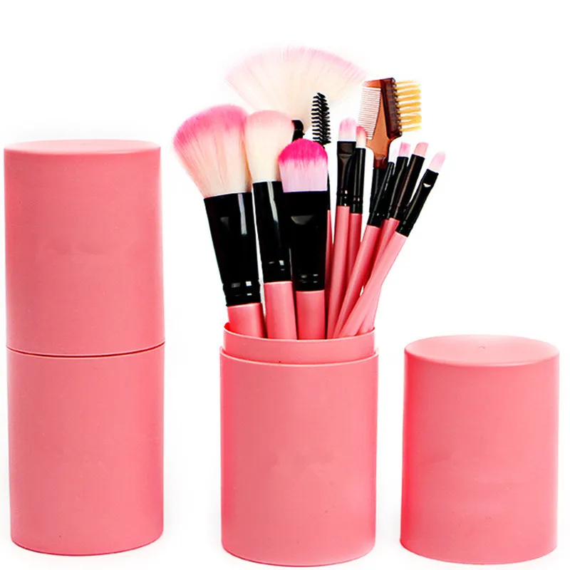 

12 Pcs Makeup Brushes Set Face Foundation Powder Blush Highlighter Make-up Brush+Portable Make Up Case Holder Cup Holder Kits