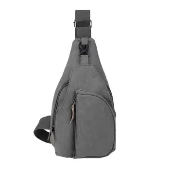 

Men Solid Color Zipper Crossbody Shoulder Pouch Outdoor Travel Canvas Chest Bag