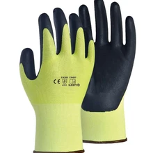 Флуоресцентный желтый цвет HPPE пена нирил ладонь покрытием высокая видимость безопасности перчатки CE устойчивые к порезам 3 порезные рабочие перчатки