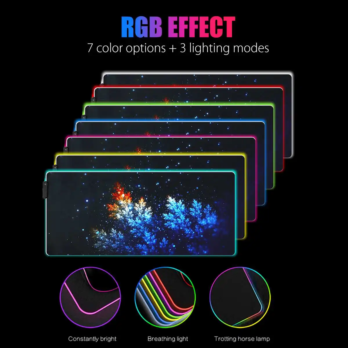 Удлиненная игровая мышка со светодиодной подсветкой RGB большой коврик для мыши для игр USB подсветка Радуга Нескользящий Резиновый компьютерный коврик клавиатура Настольный коврик