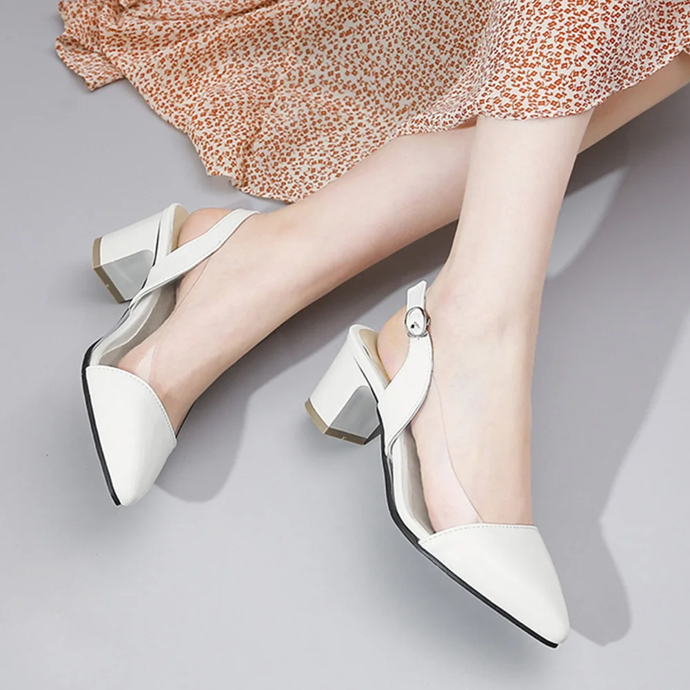 

Brand 2019 High Heels Pointed Toe Women Shoes PVC office lady big Size 32-45 Elegant Fashion Summer Sandals Shoes Woman