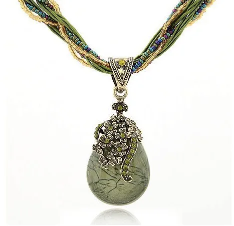 

(Min order$10) Free Shipping!Pure Handmade Bohemia Style Retro Flower Drop Necklace!#ftbbay_10112931