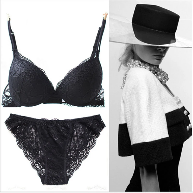 6 Color Sexy Lace Hallow Out Bra & Brief Set Size A~C 3/4 Cup Deep V Lingerie Elegant With Underwire Push Up Bras WI277 6 Color Sexy Lace Hallow Out Bra & Brief Set Size A~C 3/4 Cup Deep V Lingerie Elegant With Underwire Push Up Bras WI277