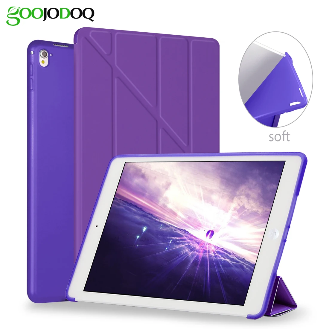 

For iPad Pro 9.7 Case,For iPad Air 2 PU Leather+Soft Silicone Back Smart Cover Multiple Stand Auto Sleep for iPad Air 2 Case