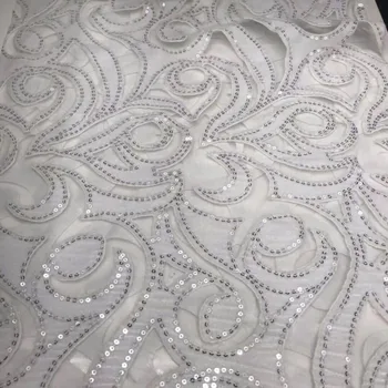 

NEW High quality African sequinned velvet lace fabric 5 yards, high-end hollowed-out hand-embroidered velvet lace/dress YYZ00286