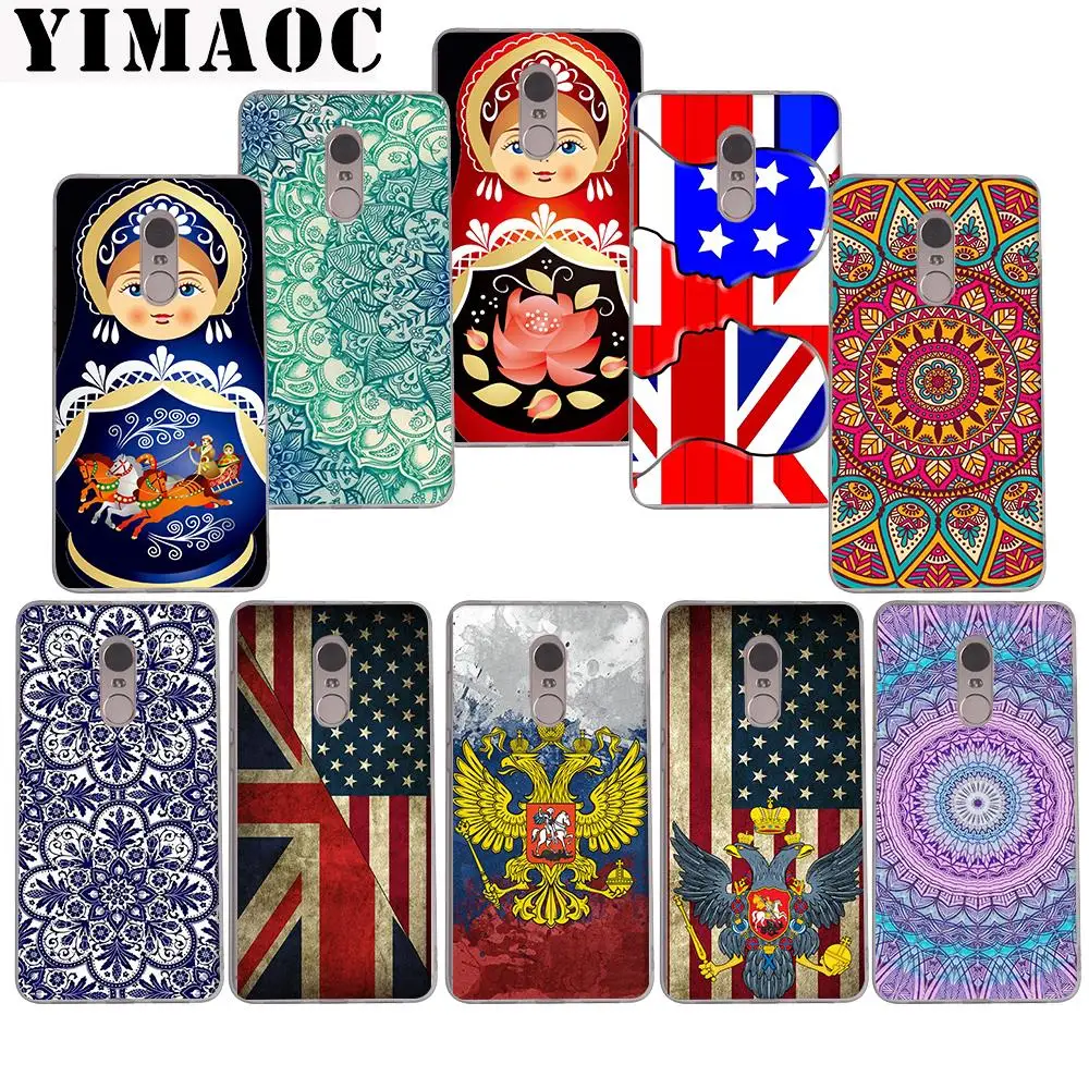

YIMAOC US Russian Flag Mandala Soft Case for Xiaomi Mi a1 a2 f1 6 8 lite se mix 2s Redmi 5 6 6a S2 Plus 5A Note 5 6 Pro 4 X