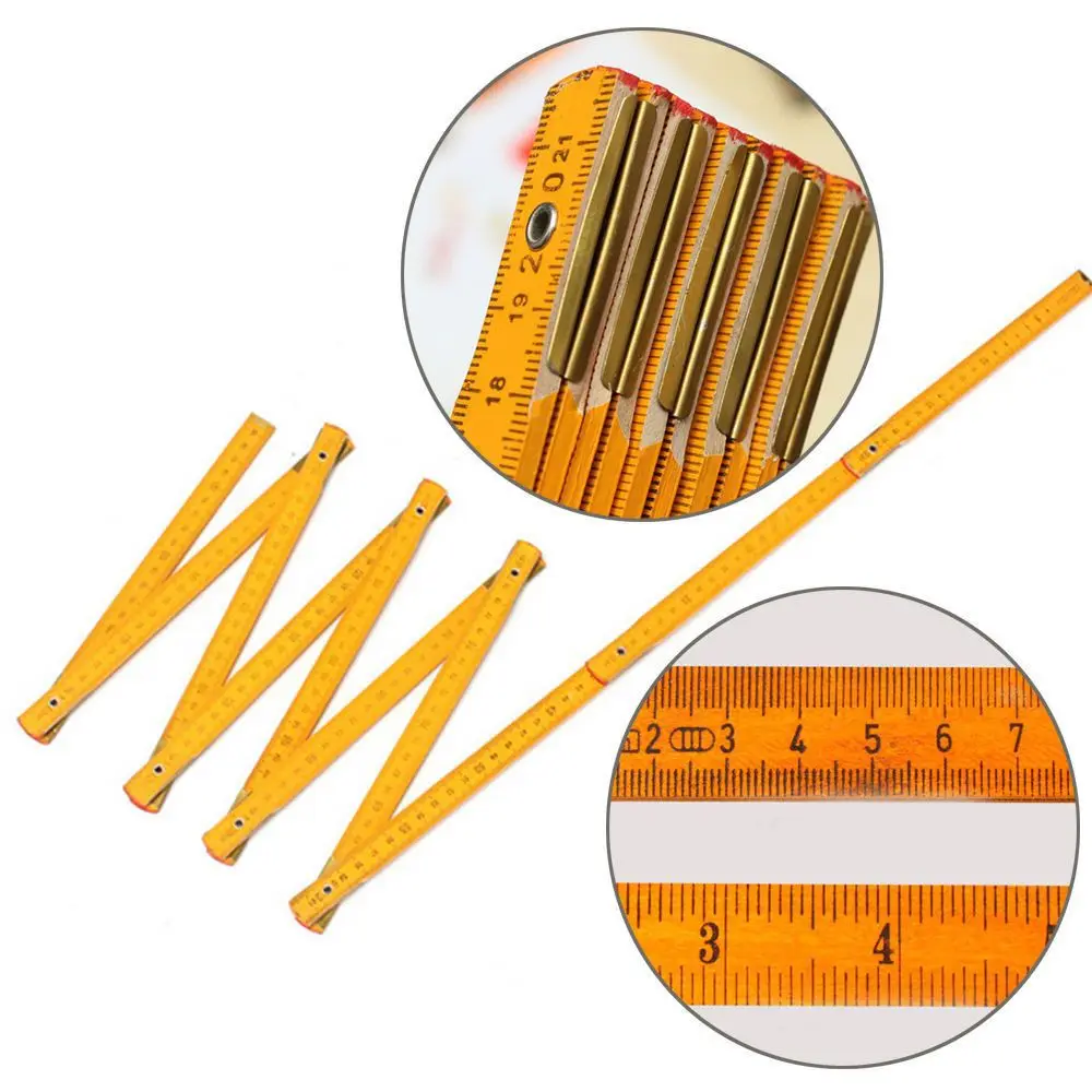 

HOT Sale Wooden Yard Stick Folding Ruler Wood Carpenter Metric Measuring Tools 200cm School Office Supply