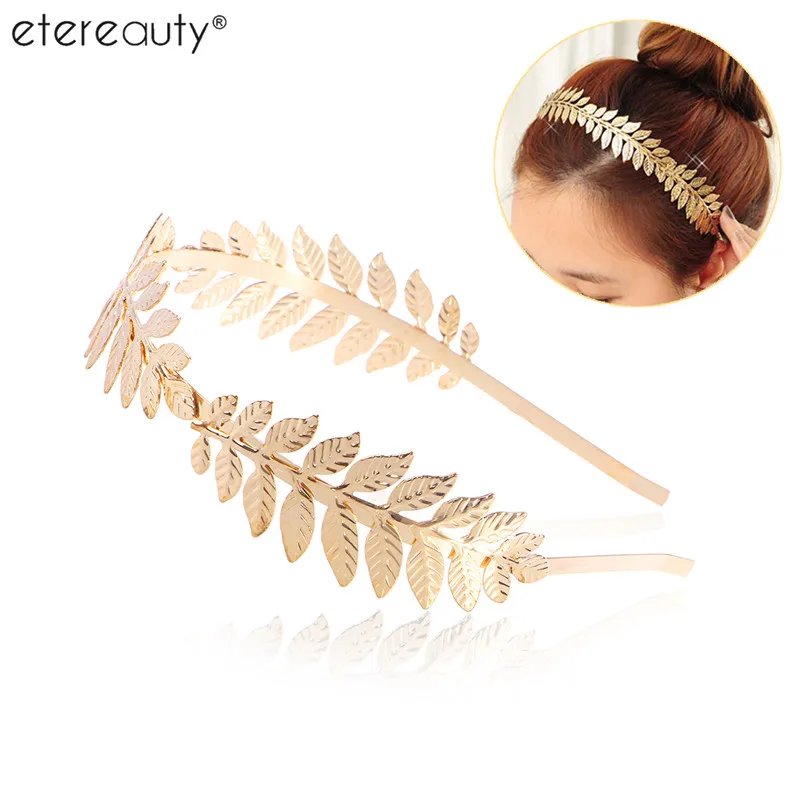 

Roman Goddess Leaf Branch Dainty Bridal Hair Crown Head Dress Boho Alice Band (Gold)