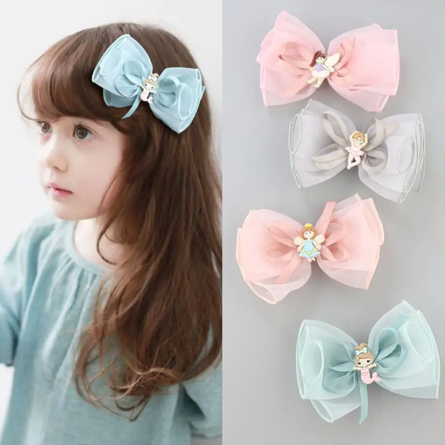 Boutique Handmade fairy hair clip 11.5cm Korean chiffon hair bow ...