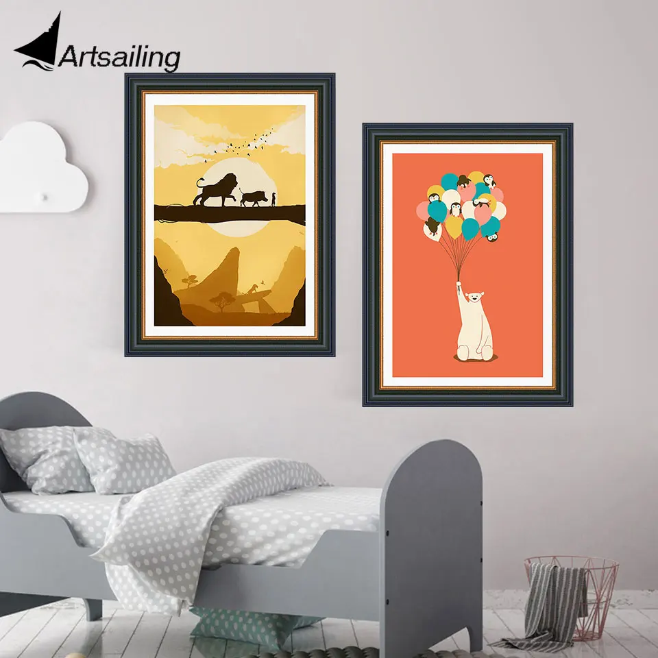 COLORFULBOY cartoon Canvas Wall Art Nordic Posters And Prints Lovely