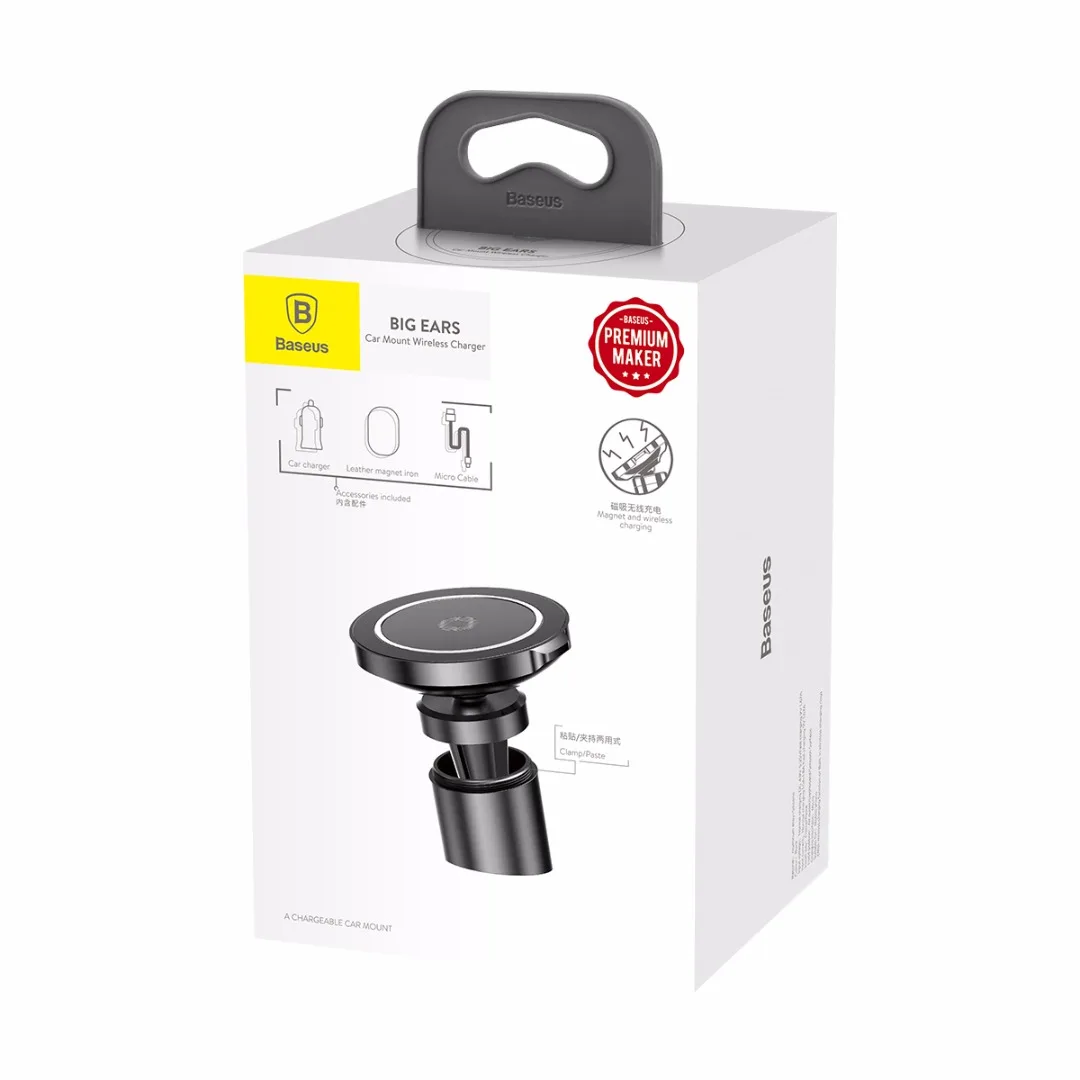 Black car Mangetic Air Vent Mount Holder QI Wireless Charger Fast Charging