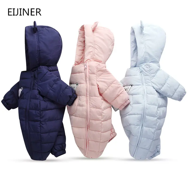 

Baby Rompers Winter 2019 Long Sleeve Hooded Baby Jumpsuit Newborn Romper Cartoon Bear Baby Boy Clothes Baby Girl Clothes