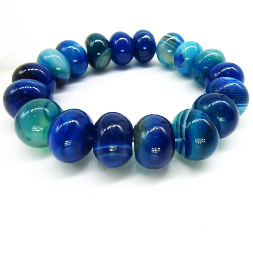 

Pulsera de ágata azul colorida para joyería de mujer y hombre cuentas redondas grandes 12mm azul oscuro regalo de Navidad para mujer