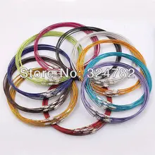 18 дюймов 100 шт/партия смешанный цвет из нержавеющей проволоки кабель 1 мм стальной шнурок-цепочка ожерелье винтовая застежка
