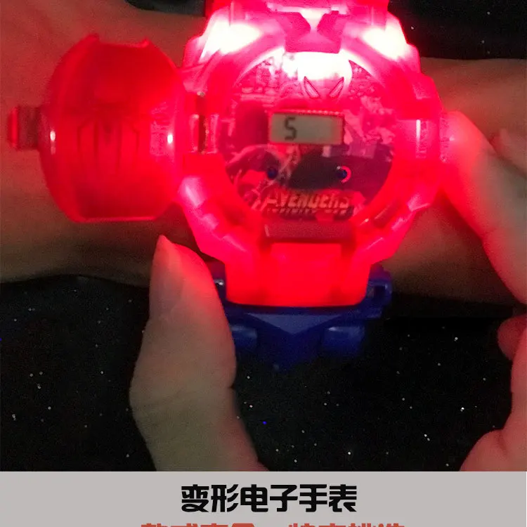 Light Digital Time Cartoon Robot Transformation Wristwatch Toy Mecha Robot Electronic Watch Children Sports Cartoon Watches Kids