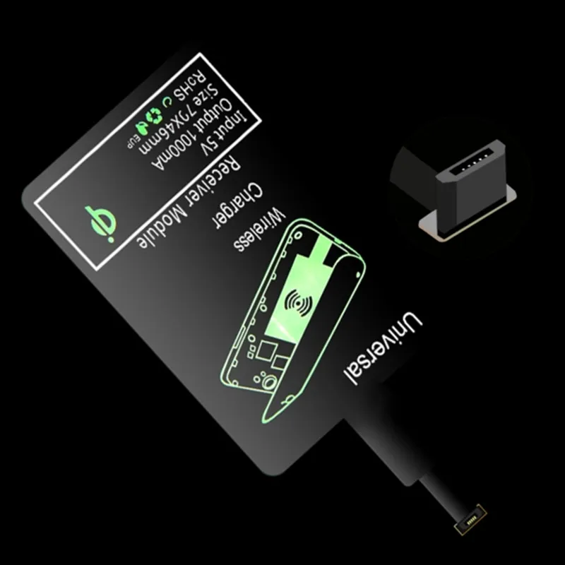 

Universal QI Wireless Charger Receiver for iPhone 5s 7 6 Plus Universal Wireless Charging Receiver for Micro USB Type-c Phones