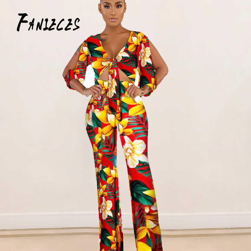 

Amazon hot sale 2019 New fashion Floral Print Side Split Summer fall Holiday Jumpsuit plus size for Women Overalls Streetwear