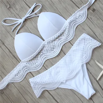 

White Lace Bikinis 2018 Sexy Push Up Swimwear Women Bandage Swimsuit Brazilian Bikini Set Maillot De Bain Bathing Suit Biquini