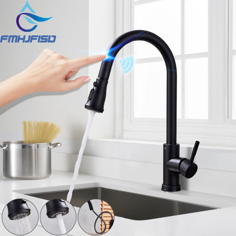 

Automatic Black Sensor Kitchen Faucets Touch Inductive Sensitive Mixer Tap