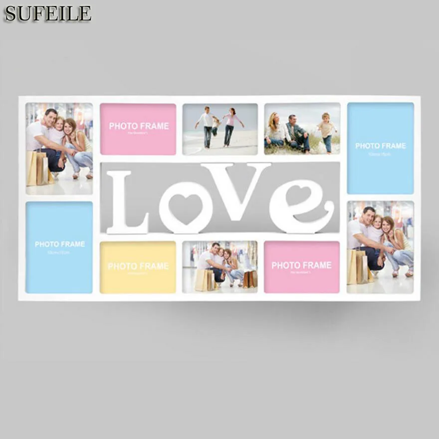 

SUFEILE 1PC New style Love&family 6 inch has 10 photos frame High quality combination frame Wall Picture Frame 17SI2D5