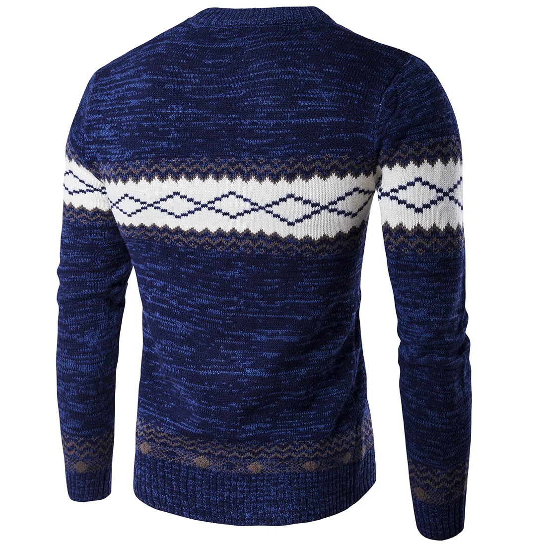 2018 осень-зима бренд Для мужчин свитера Трикотаж с длинными рукавами и круглым вырезом геометрический Повседневное пуловеры свитер мужской
