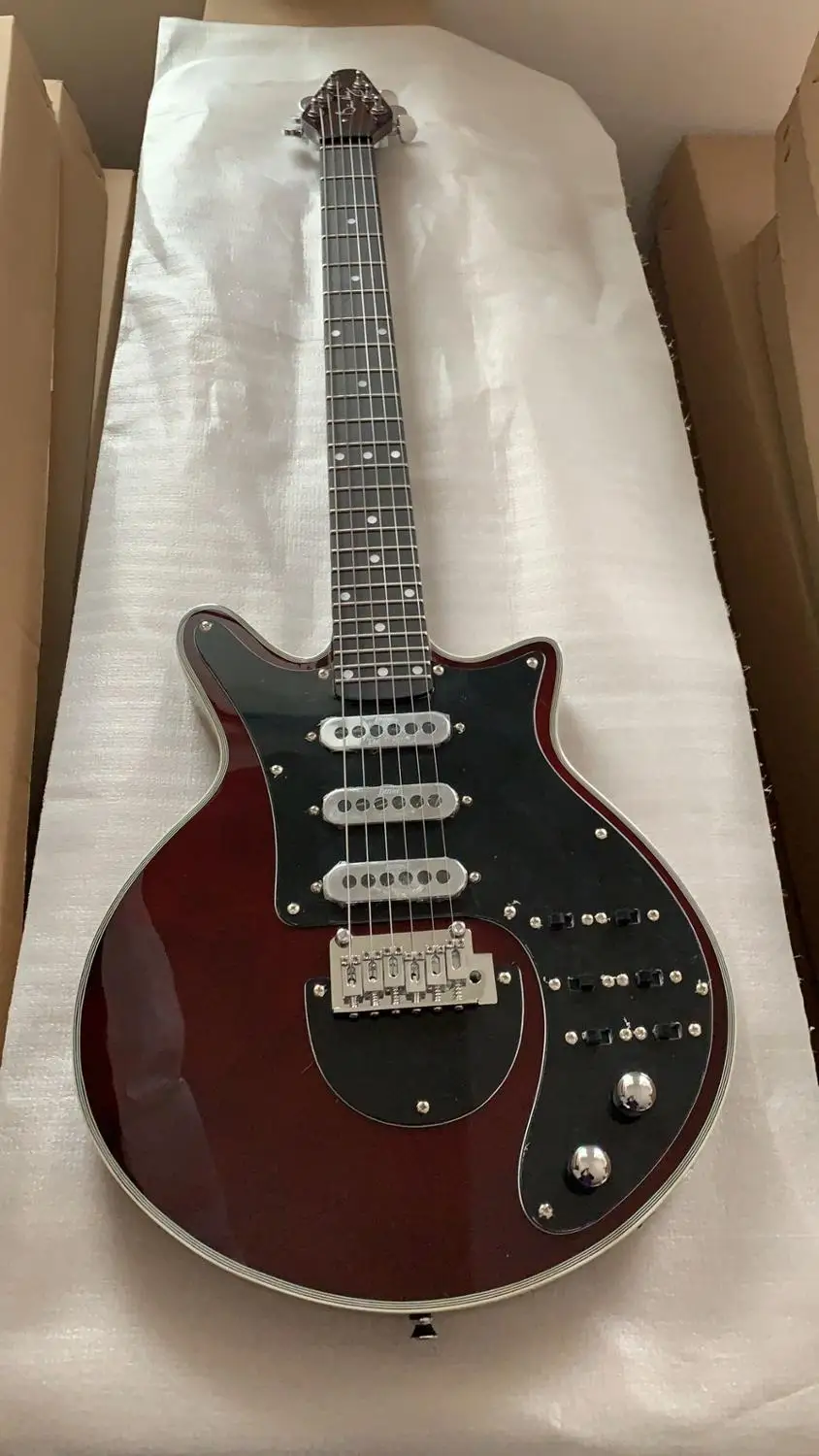 

New Arrival Brian May Red Guitar Black Pickguard 3 pickups Tremolo bridge Multi-function switch