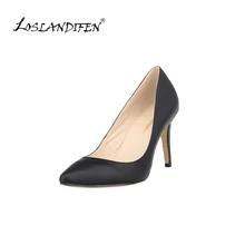 LOSLANDIFEN Big Size Women Pumps Pointed Toe Women Shoes Thin Heels Red Bottom High Heels Sole Nude Color Pumps Women 952-1MA