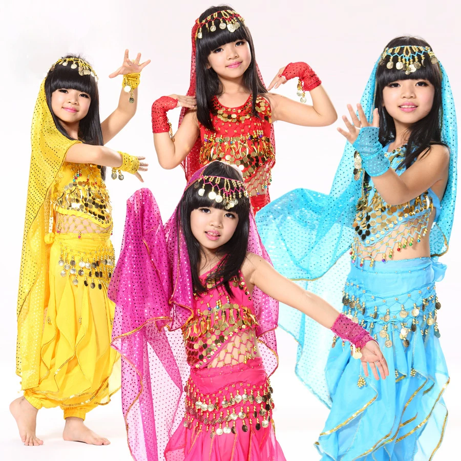 Ropa india de la danza establece para las niñas Sari Sari