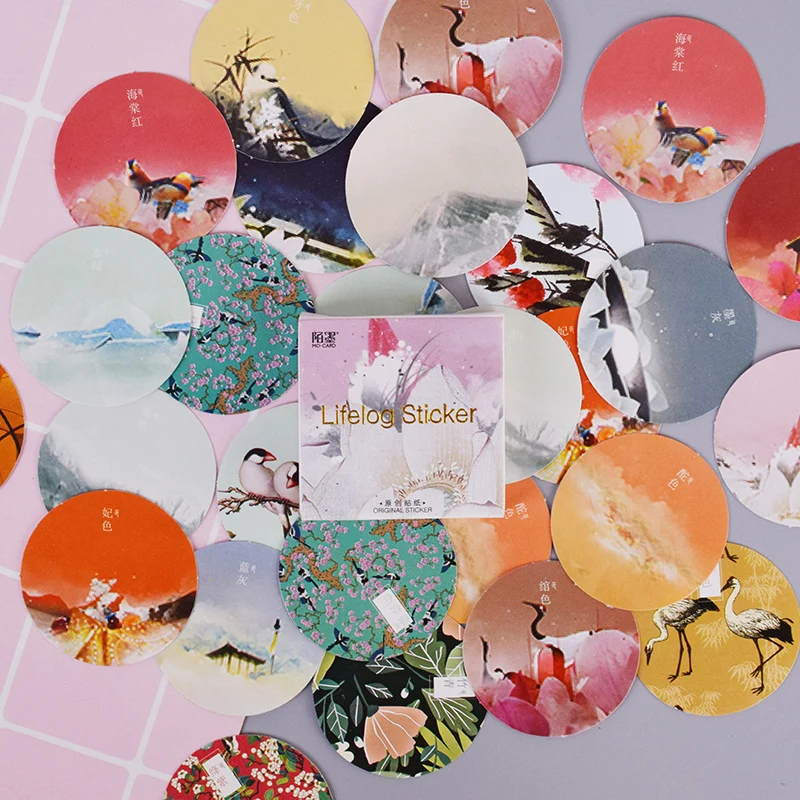 

45 Pcs/box Chinese style Flower plants mini paper sticker decoration DIY diary scrapbooking seal sticker kawaii stationery