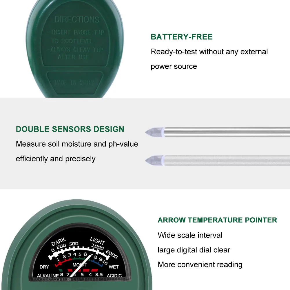 Трехв-1 Круглый Инструмент для грунта садовый инвентарь анализатор почвы гигрометр/измерительный рН-метр/тестер освещенности