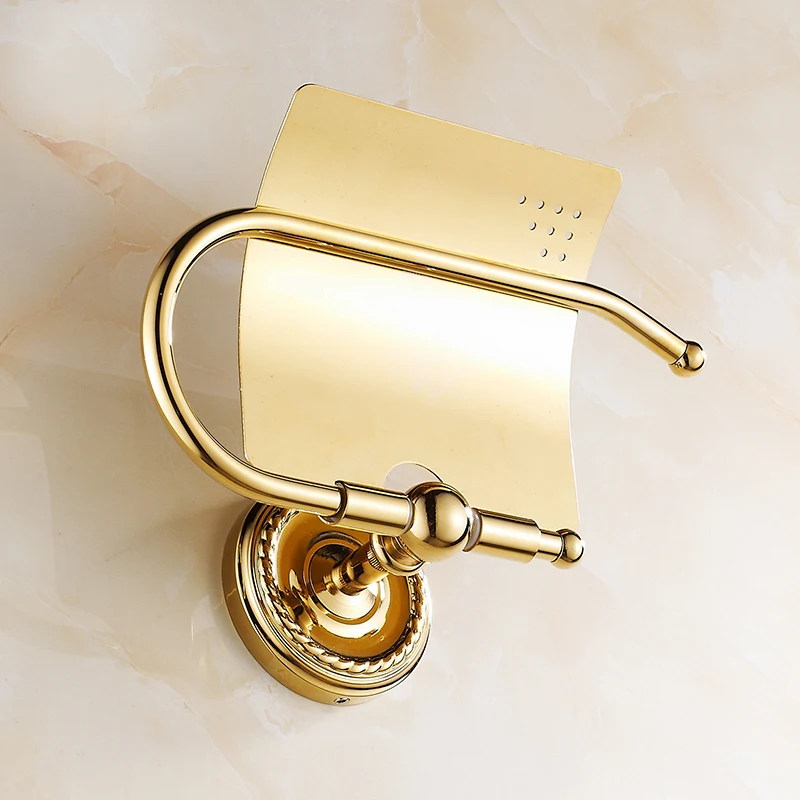 BOCHSBC позолоченный резной держатель ткани Европейский держатель рулона ванной комнаты медный держатель для полотенец Золотой папира Туалет