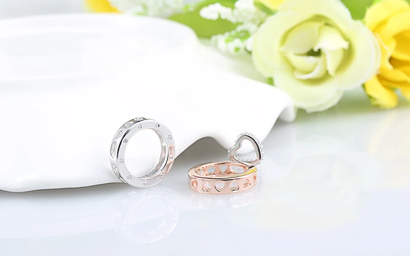 Sinya 925 sterling Silver pendant necklace Round ring and heart design for lover women girls include necklace chain 43cm+6cm (21)