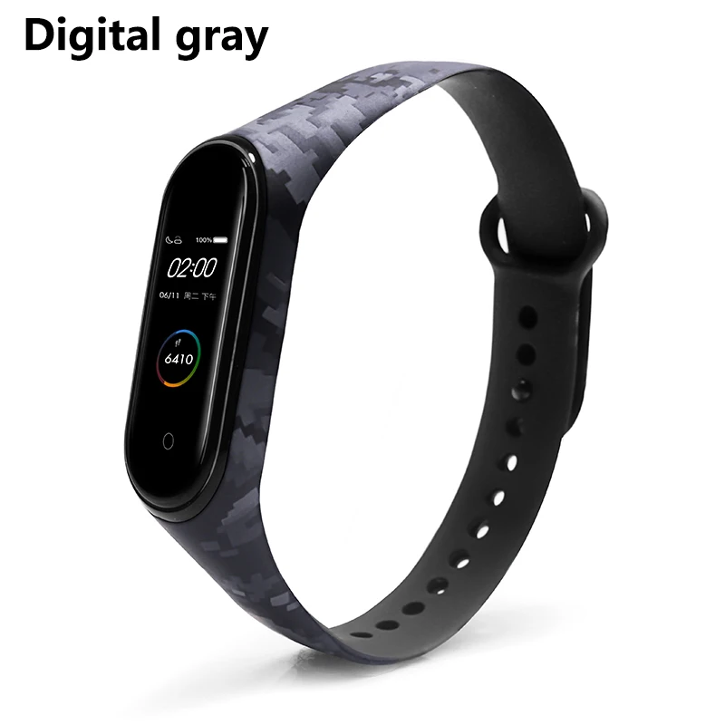 Digital gray BOORUI для xiaomi mi Band 4 ремешок силиконовый с цветочным принтом mi band NFC 4 ремешок mi band 4 аксессуары для xiaomi mi band 4 band - Цвет: Digital gray