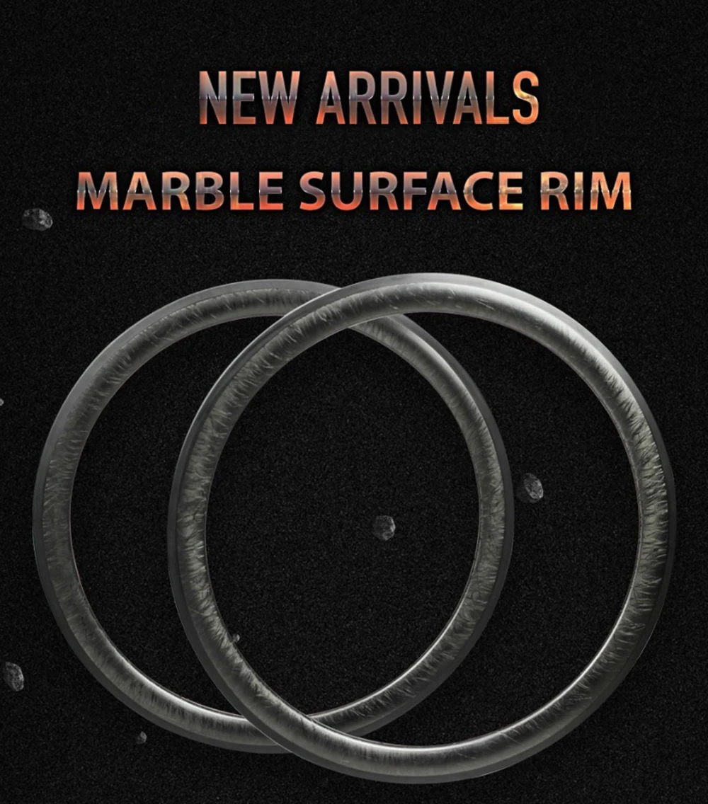 Cheap 2019 New Marble Surface 47mm Carbon Rim Basalt brake surface 27mm Wider Aero rims Tubeless Ready No Painting For 700c Road Bike 2