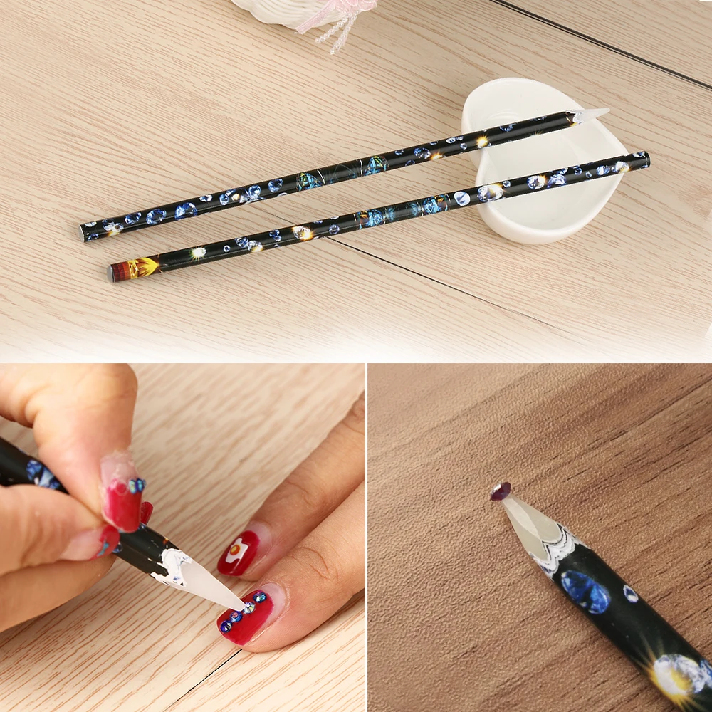 

1PC Professioanl Nail Dotting Pen 3D Rhinestones Studs Pen Nail Picker Wax Pencil Nail Art Picking Up Manicure Tips UV Gel