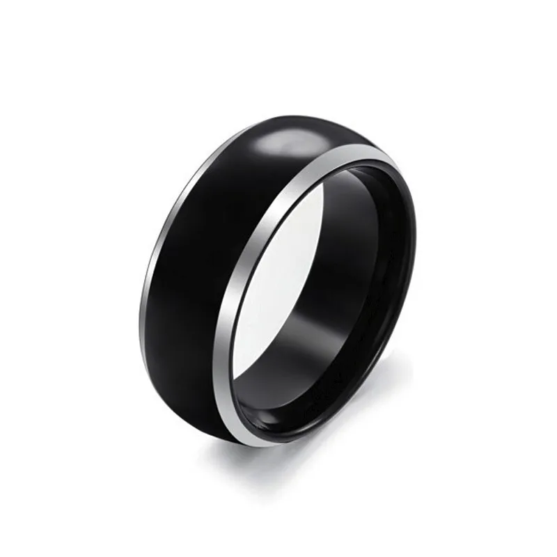 Мужская Двухцветная 8 мм вольфрам карбид обручальное кольцо купол юбилей кольцо для мужчин ювелирные изделия - Цвет основного камня: Черный
