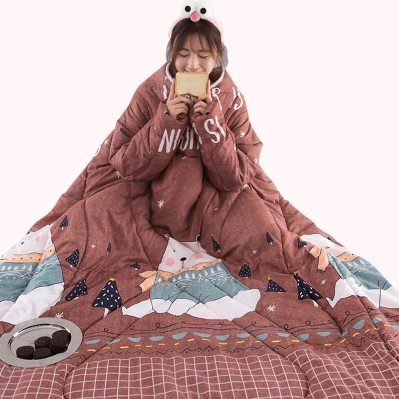 Spring Comforters Autumn Lazy Quilt with Sleeve Warm Nordic for Polyester Dormitory Nap Covered Blanket | Дом и сад